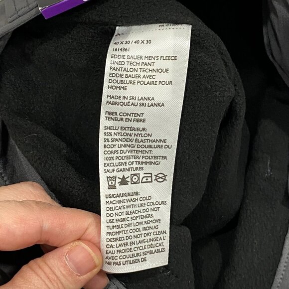 Eddie Bauer Fleece Lined Tech Pants Mens 40 x 30 Gray Water Repellent Insulated - Picture 11 of 11